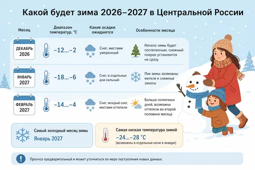 зима 2026 2027 центральная Россия зима 2026 2027 центральная Россия