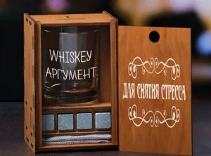 Подарочный набор Wood Bank, бокал для виски и коньяка, с гравировкой, в деревянной подарочной коробке