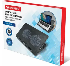 Подставка для ноутбука с охлаждением, 2 порта USB-A, LED-подсветка, 352х252 мм, BRAUBERG, 513617 Подставка для ноутбука с охлаждением, 2 порта USB-A, LED-подсветка, 352х252 мм, BRAUBERG, 513617
