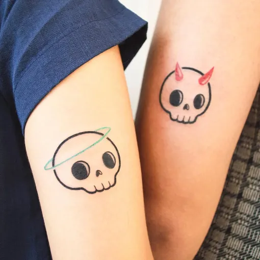 парная татуировка ангел и демон