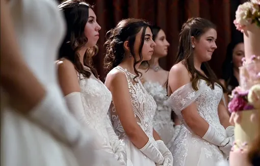 Взволнованные дебютантки в изящных белых платьях