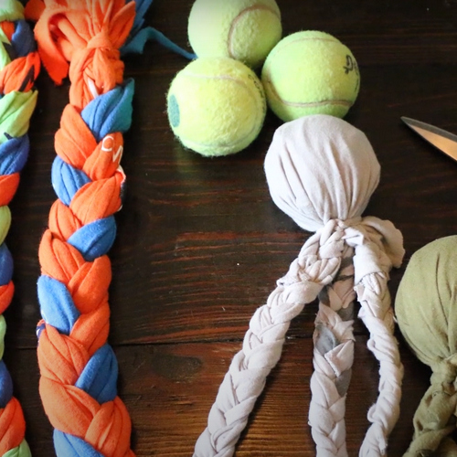 Dog toy made from an old T-shirt
