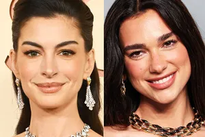 Энн Хэтэуэй в платье с декольте без белья и Дуа Липа в бюстгальтере появились на публике в Италии