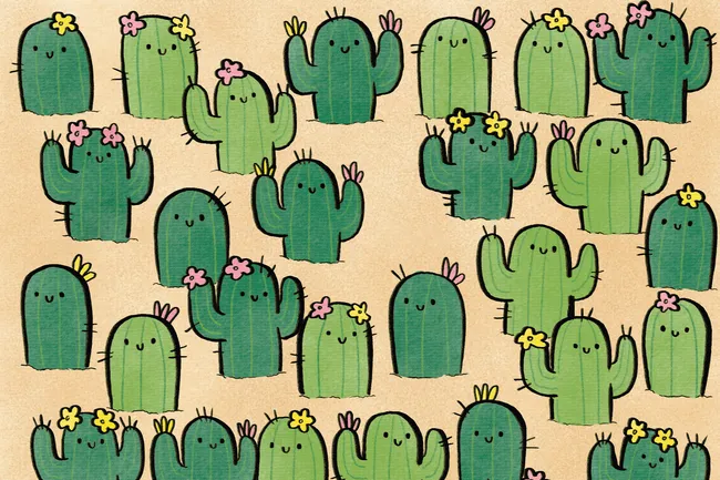 Тест на внимательность и умение запоминать детали: найди на картинке кактус без пары!