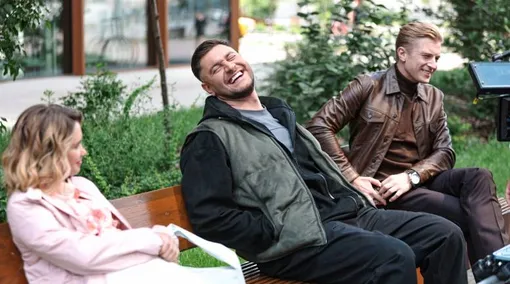 Ольга Кузьмина, Давид Манукян и Вячеслав Чепурченко на съемках