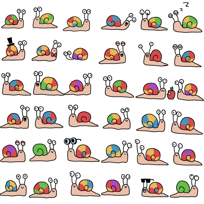 Лови подсказку: дело не в очках и шляпе. Что же делает одну из улиток уникальной?