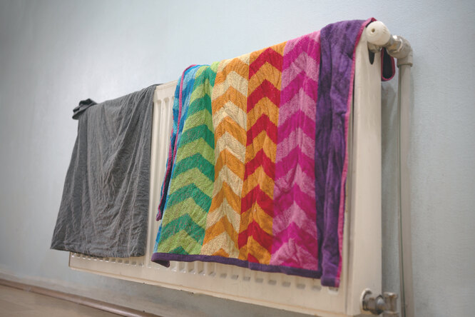 drying towels on a radiator or radiator