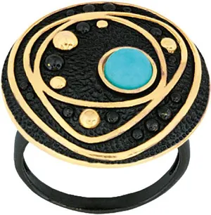 Кольцо из серебра с бирюзой Балтийское золото, 5090 руб.