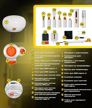 Универсальный набор G&P 25в1, для очистки техники и гаджетов, антистатический, 10 салфеток