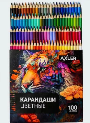 Карандаши цветные AXLER Art для рисования скетчинга и школы, мягкие художественные, большой набор 100 шт для профессиональных художников и новичков Карандаши цветные AXLER Art для рисования скетчинга и школы, мягкие художественные, большой набор 100 шт для профессиональных художников и новичков