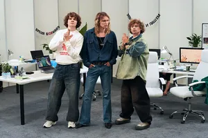 Максим Лутчак, Александр Бударин и Игнатий Винтуров в первом корпоративном late night-шоу в России