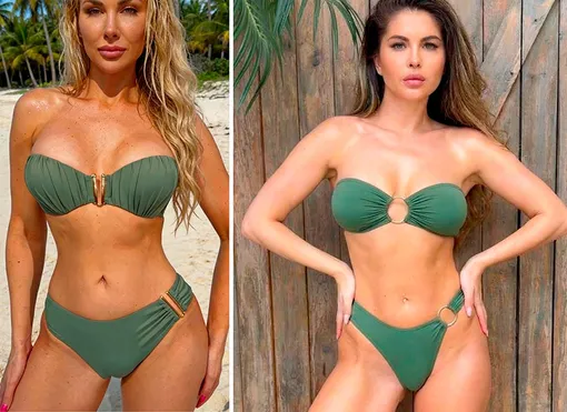 Купальники бандо в цвете хаки