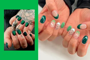 Киви, горошек, оливка: 14 весенних идей маникюра в разных оттенках зеленого