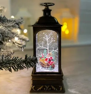 Новогодний светильник со снегом и музыкой