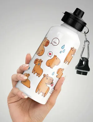 Бутылка спортивная легкая алюминиевая для девочки Капибара / Capybara, 500 мл Бутылка спортивная легкая алюминиевая для девочки Капибара / Capybara, 500 мл