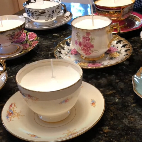 colorful candles in old glasses