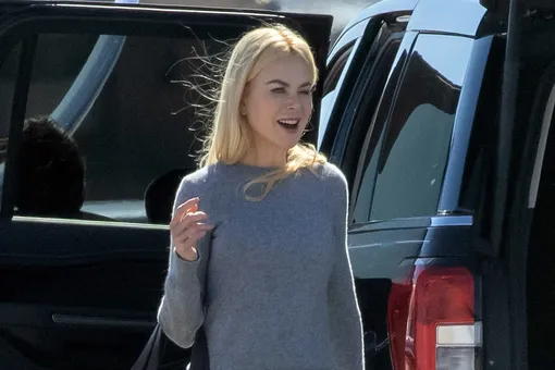 Радостную Николь Кидман после ее выхода в «платье мести» подловили папарацци возле самолета Радостную Николь Кидман после ее выхода в «платье мести» подловили папарацци возле самолета