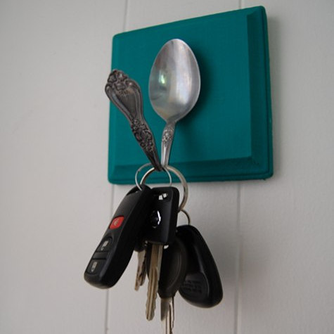 Key hooks made from spoons and forks