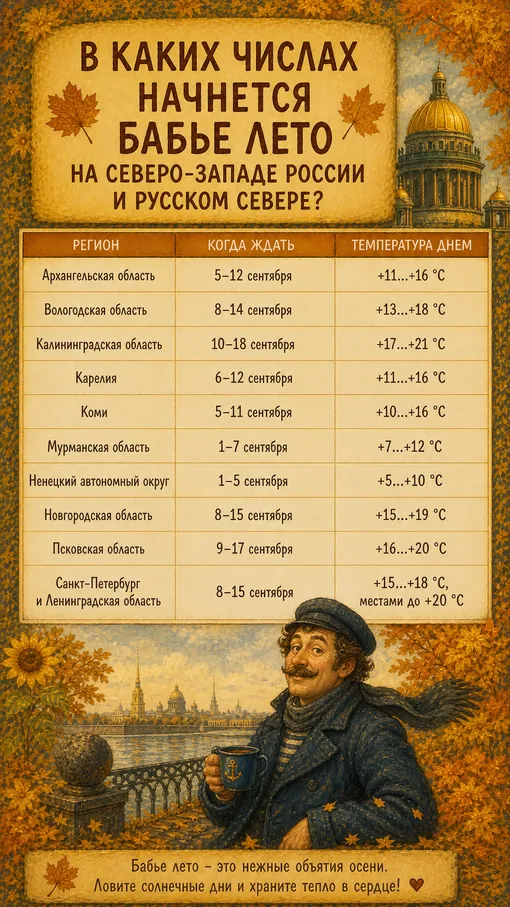 В каких числах начнется бабье лето? В каких числах начнется бабье лето?