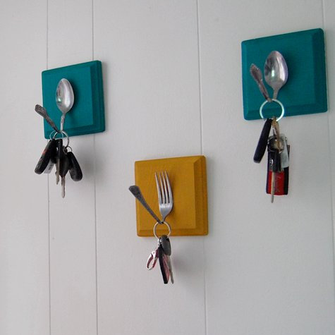 Key hooks made from spoons and forks