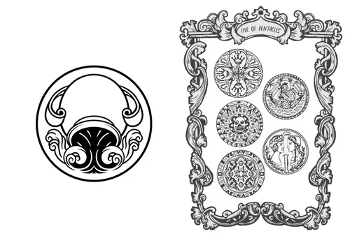 Карта Таро 5 пентаклей