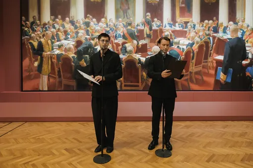 Яна Чурикова, Алена Чехова, Анна Бутман на открытии выставки шедевров из коллекции Русского музея