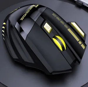 Игровая мышь с подсветкой, Бесшумная мышь беспроводная, мышь компьютерная,3200 dpi,7 цветов, RGB, Подходит для Windows, Mac OS, Linux, черный