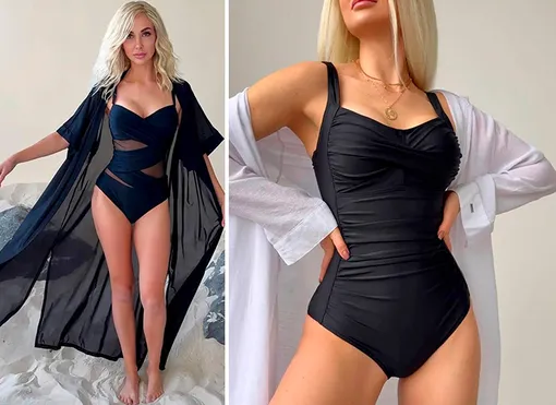 Черный слитный купальник из новой летней коллекции