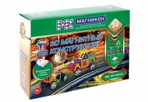 Магнитный конструктор МАГНИКОН Авто, 34 детали, от 3 до 10 лет