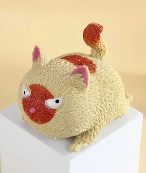 Игрушка антистресс для рук мялка тянучка Котик, 1 шт, коричнево-бежевый