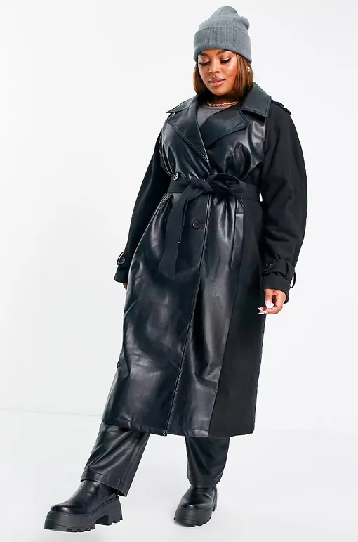 ASOS DESIGN Curve, 7190 руб. кожаный плащ