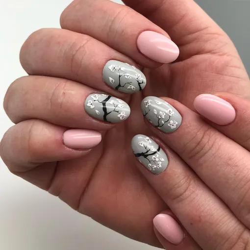 весенний маникюр 2026 сакура