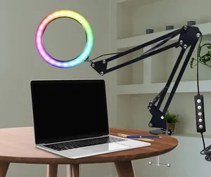 Лампа кольцевая RGB-NB26, диаметр 26 см, на черном пантографе Лампа кольцевая RGB-NB26, диаметр 26 см, на черном пантографе