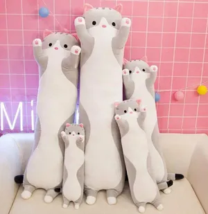 Мягкая игрушка кот батон серый/обнимашка подушка 160 см