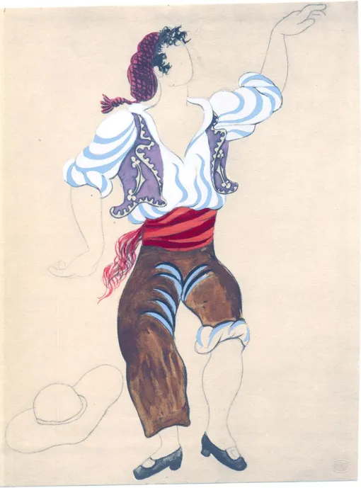 Пабло Пикассо. Пошуар. Эскиз костюма коррехидора к балету Треуголка, 1920