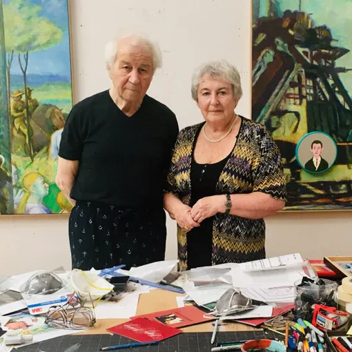 Илья Кабаков с женой Эмилией за работой