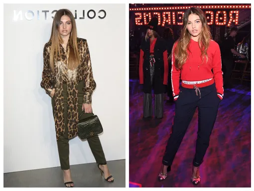 Тилан Блондо на шоу Michael Kors (слева) и Tommy Hilfiger (справа)