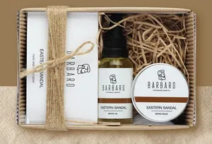 Мужской подарочный набор для бороды BARBARO 3 в 1, натуральный, без парабенов и спирта