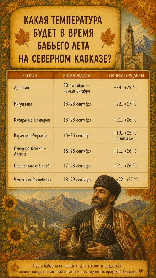 Какая температура будет во время бабьего лета? Какая температура будет во время бабьего лета?
