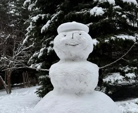 Елена Товстик с детьми слепила снеговика