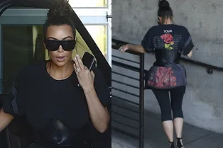 Великий комбинатор: Ким Кардашьян носит фанатскую майку с корсетом и шпильками